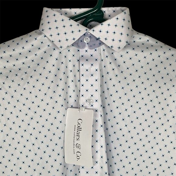 Collars & Co Polo Shirt Mens Small White Dress Collar Pebble Beach 5 Diamond NWT